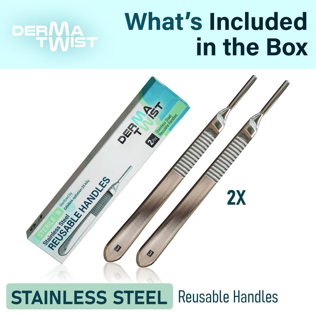 Pack of 2 Stainless Steel Scalpel Handle #3 – Dermaplane Handles