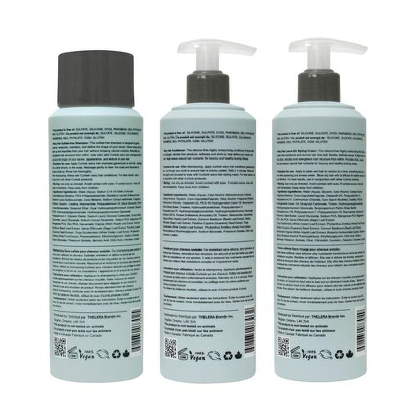 Skiennix Wavy Hair Bundle - Sulfate-Free Shampoo, Conditioner & Leave-In Cream Set | 3 Pack of 400ml (13.5 oz) Each