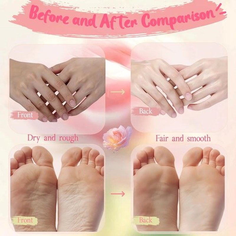 4 Pairs Paraffin Wax Gloves & Socks Set - Rose Scented at-Home Spa Intensive Moisturizing Therapy, Autumn Winter Night Care for Dry Cracked Rough Skin, Hand Foot Deep Hydration Softening Treatment