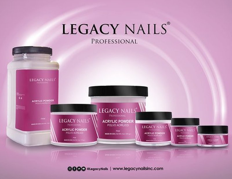 LEGACY NAILS Professional Pink Acrylic Powder - 4oz, Salon-Grade, Fast-Drying, Chip-Resistant, Versatile Nail Art