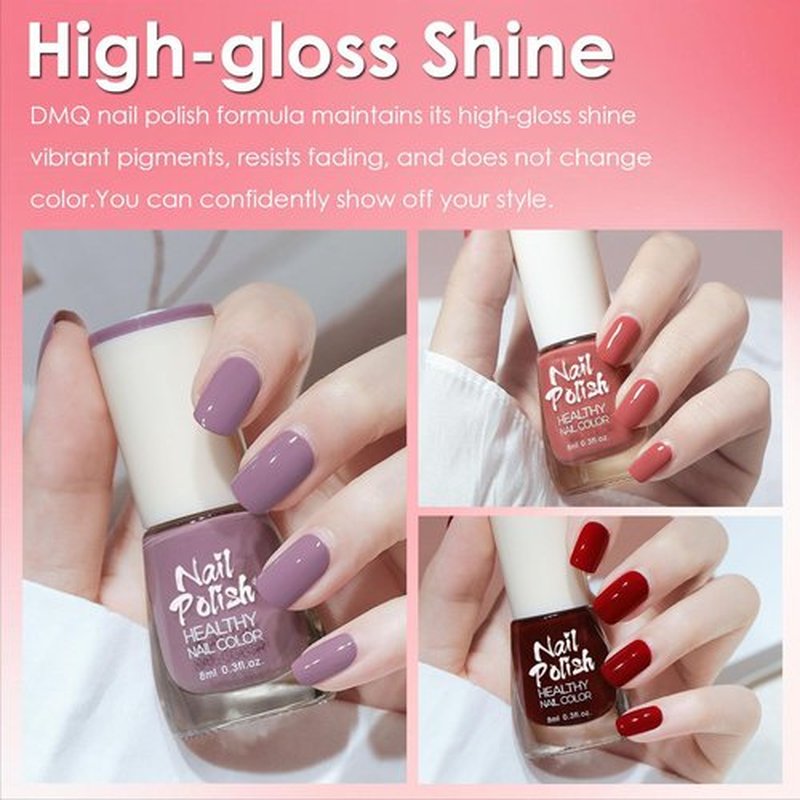 Nail Polish Set, 6Pcs Quick Dry & Long Lasting Nude Pink Red Nail Varnish - Non-Toxic Water Based Holographic Nail Polish Gel - No Need UV Nail Paint for DIY Nail Art at Home - Nude Pink Red Purple