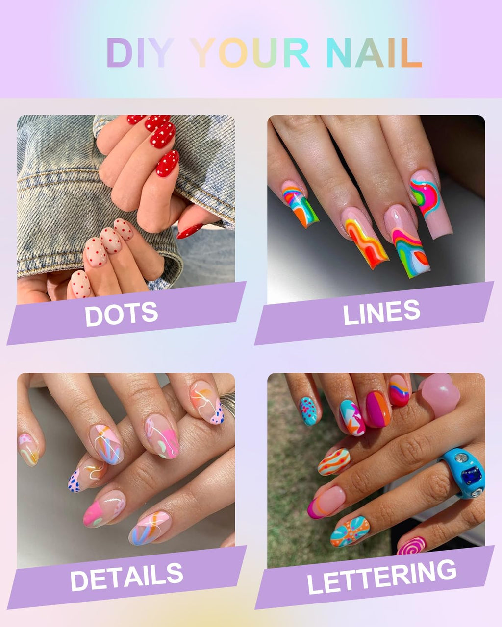 Xipan 36 Colors Nail Art Pens Set, 3D Nail Polish Pens Quick-Drying Nail Art Acrylic Paint Nail Point Dotting Liner Pen Tools for Home & Salon Nail DIY