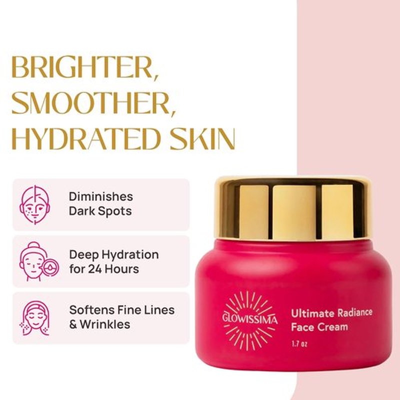 GLOWISSIMA Ultimate Radiance Face Cream - Nourishing Moisturizer for Smooth Skin, Fragrance-Free, 1.7 oz