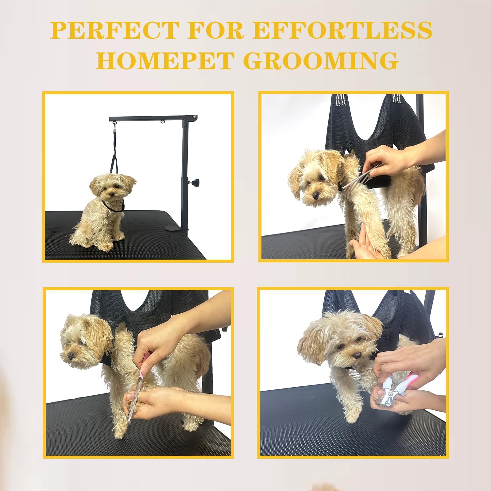 tiuire Dog Grooming Arm with Hammock & Loop – Professional Pet Grooming Kit for Small Dogs – Includes Nail Clippers & Nail File – Essential Dog Grooming Supplies for Home Use