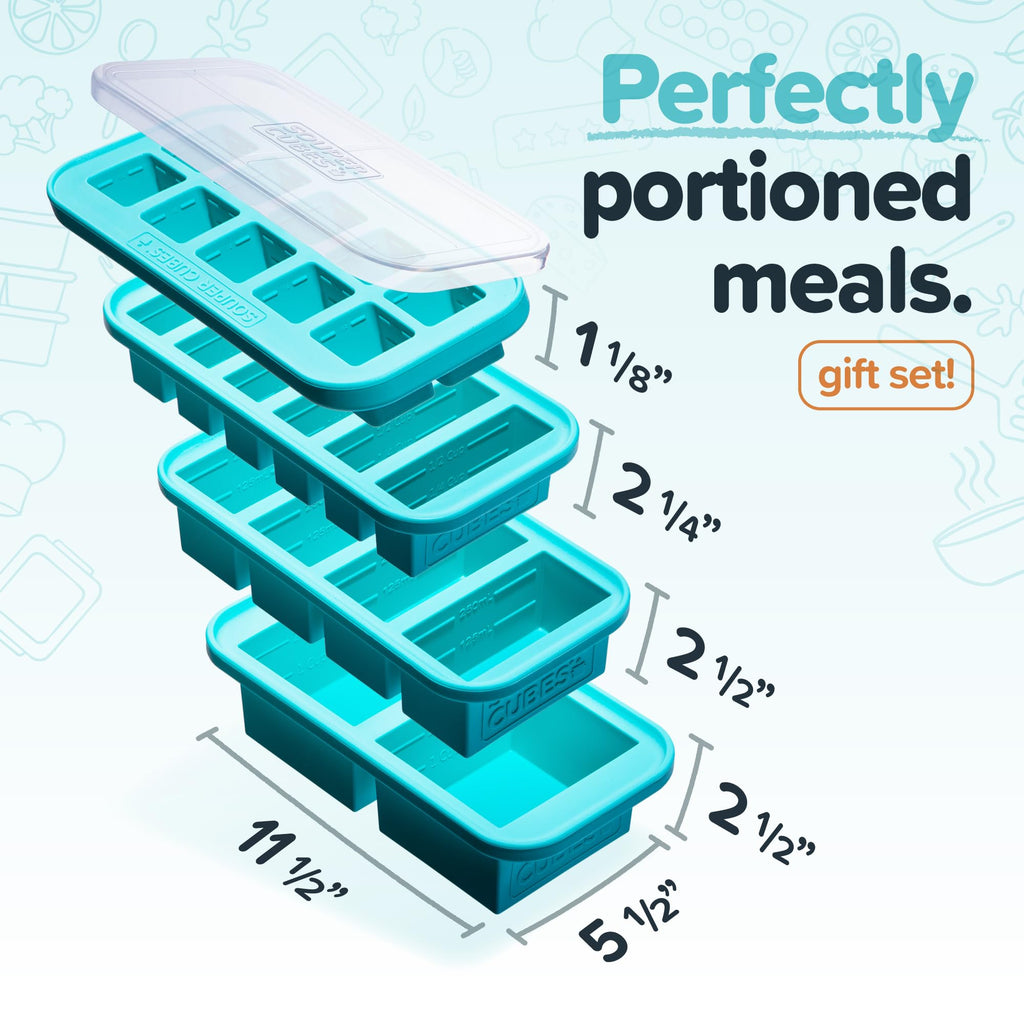 Souper Cubes Silicone Freezer Molds Gift Set, Aqua