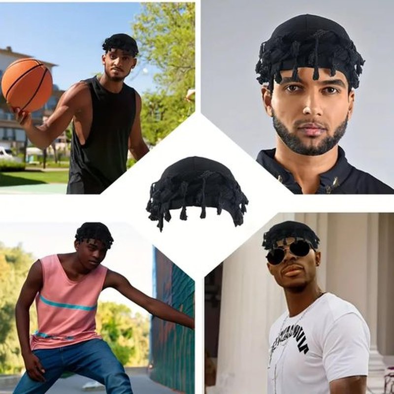 Gturytr Turban for Men Vintage Twist Head Wraps Durag Satin Lined Halo Turban for Women Modal and Satin Scarf Tie (Camouflage-Grey&White, m)
