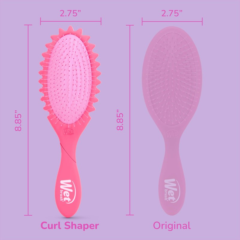 Wet Brush Curl Shaper Detangler Brush, Pink, Curl Defining for Curly and Coily Hair Types, IntelliFlex Bristles Detangle for Frizz-Free Shaping, Made for Women, Men & Kids