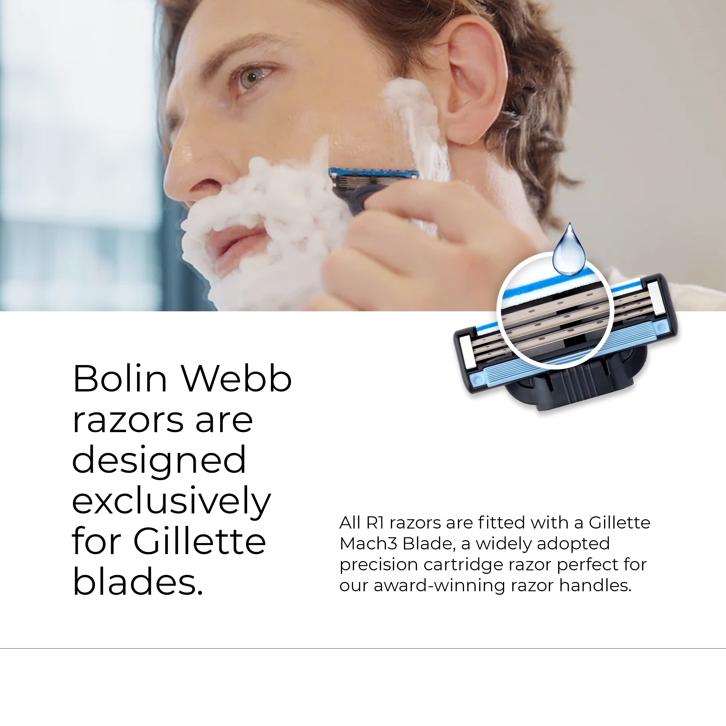 Bolin Webb R1 Razor & Travel Case - Premium Razors for Men with Gillette Mach3 Blade Cartridge, Lightweight Shaving Razor for Smooth, Irritation-Free Shave, Ideal Gift & Daily Grooming Set (Yellow)