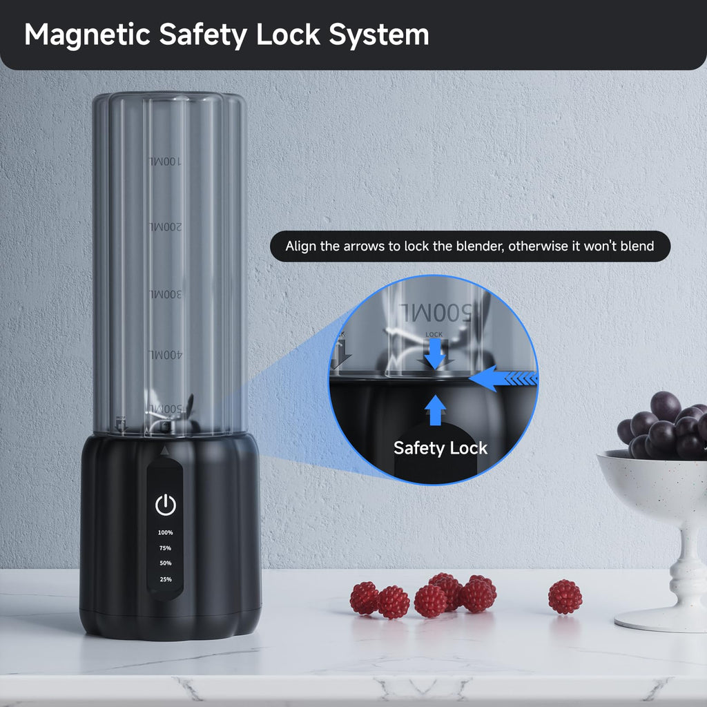 TOMUOO Portable Blender, USB C Cordless Smoothie Blender with LED Display