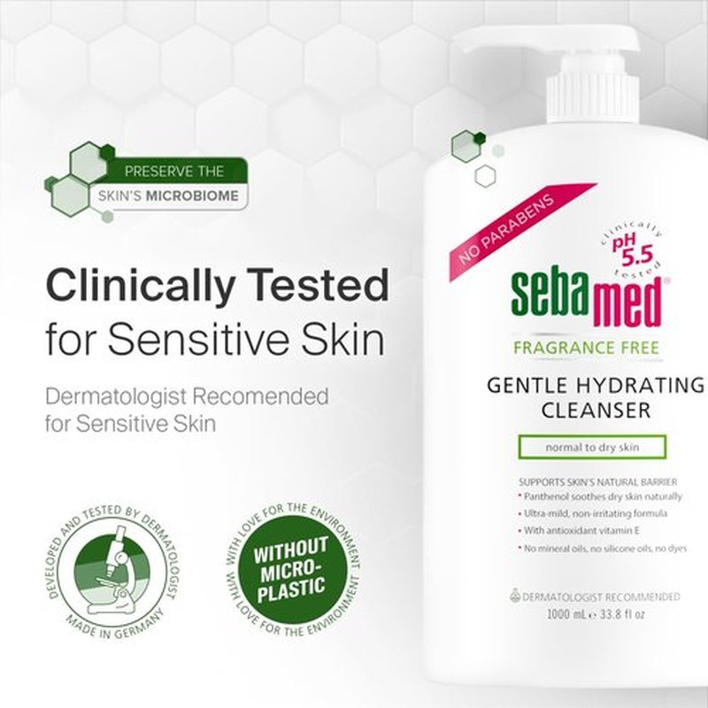 SEBAMED Gentle Hydrating Cleanser - Fragrance-Free pH 5.5 Formula for Sensitive Skin | 33.8 Fl Oz