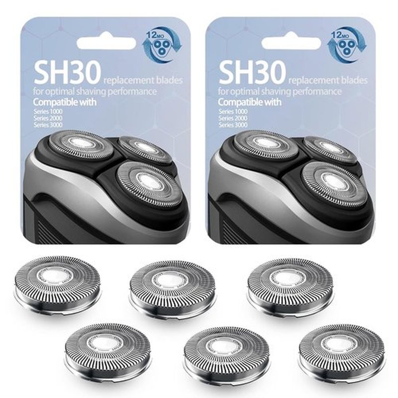 SH30/52 Replacement Blades - Precision Dual-Ring Shaving Heads with Titanium Coating | 6-Pack for Series 1000, 2000, 3000 & PTxxx Razors