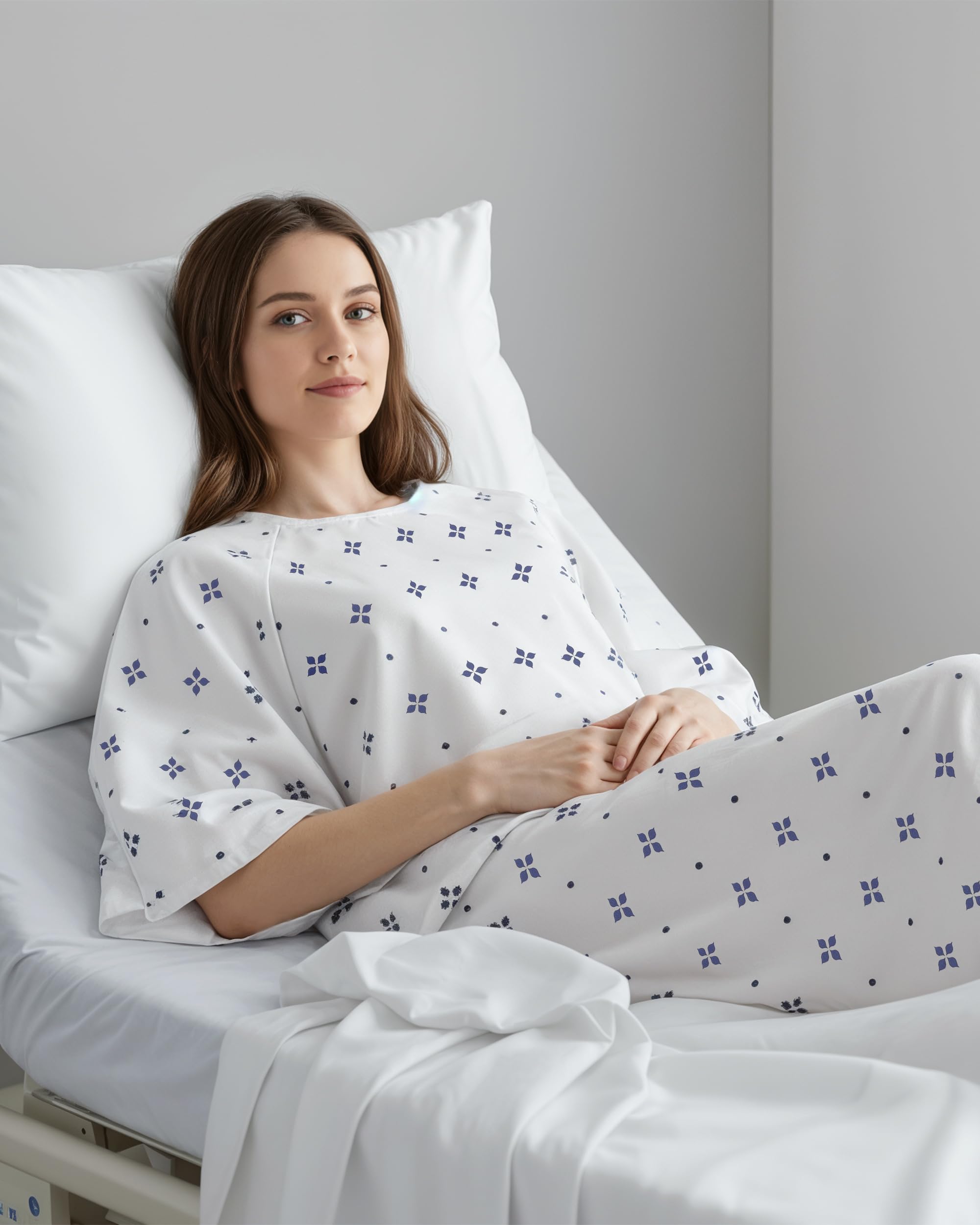 Utopia Care 6 Pack Unisex Hospital Gowns, Patient Gowns for Women and Men with Back Tie, Comfortably Fits Sizes up to 2XL, Pack of 6, Blue Star