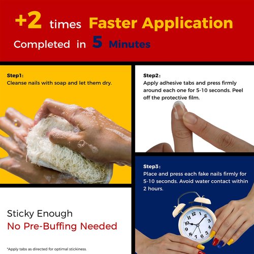 TOUCHIFY Premium Press-On Nail Adhesive Tabs 10 Sheets with 15 Sizes, 300 PCS Ultra-Thin & Waterproof Jelly Stickers for Long-Lasting Manicures (300PCS-Slender Nail Beds)