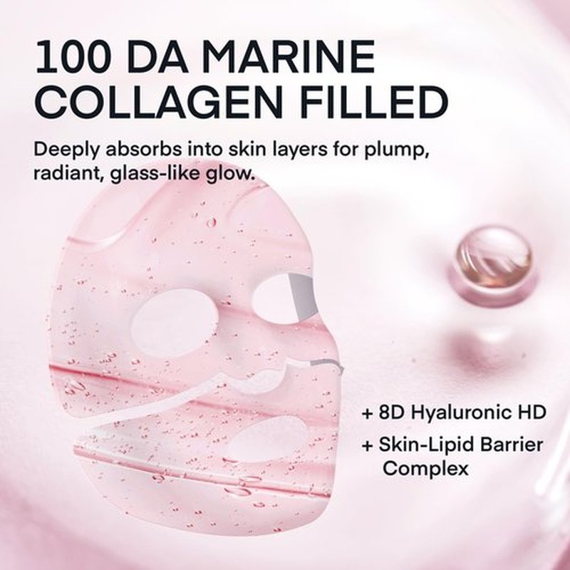 TEREZ & HONOR Korean Real Deep Bio Collagen Face Mask - 4ea x 33g Hydrogel Overnight Masks for Deep Hydration, Glowing, Pore Minimizing, Elasticity, Fragrance-Free, 100 Da Ultra-Low Molecular Collagen