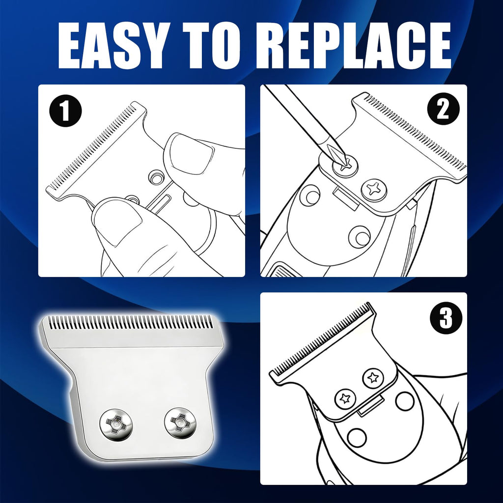 2215 Replacement T Wide Blades for 5 Star Detailer Li Trimmer 8081 & 8171, Adjustable Ze-ro-Gap Stainless Steel Trimmer Blade, Silver/2 Packs