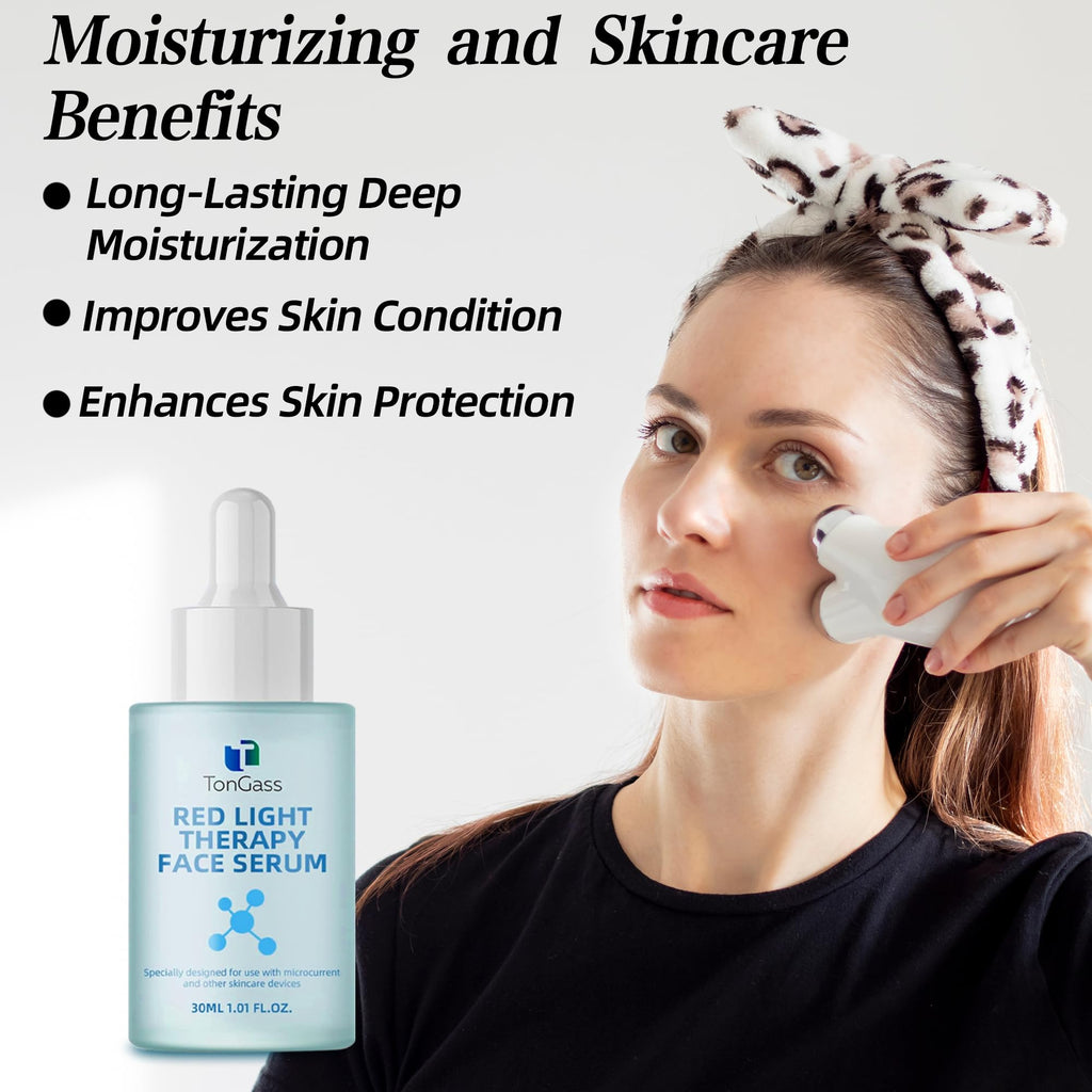 TonGass Hydrating Facial Serum for Face & Neck – Lightweight Absorbing Gel for Daily Moisture – Compatible with LED & Microcurrent Facial Tools – Smooth Skin Texture Enhancer - 2 Pack