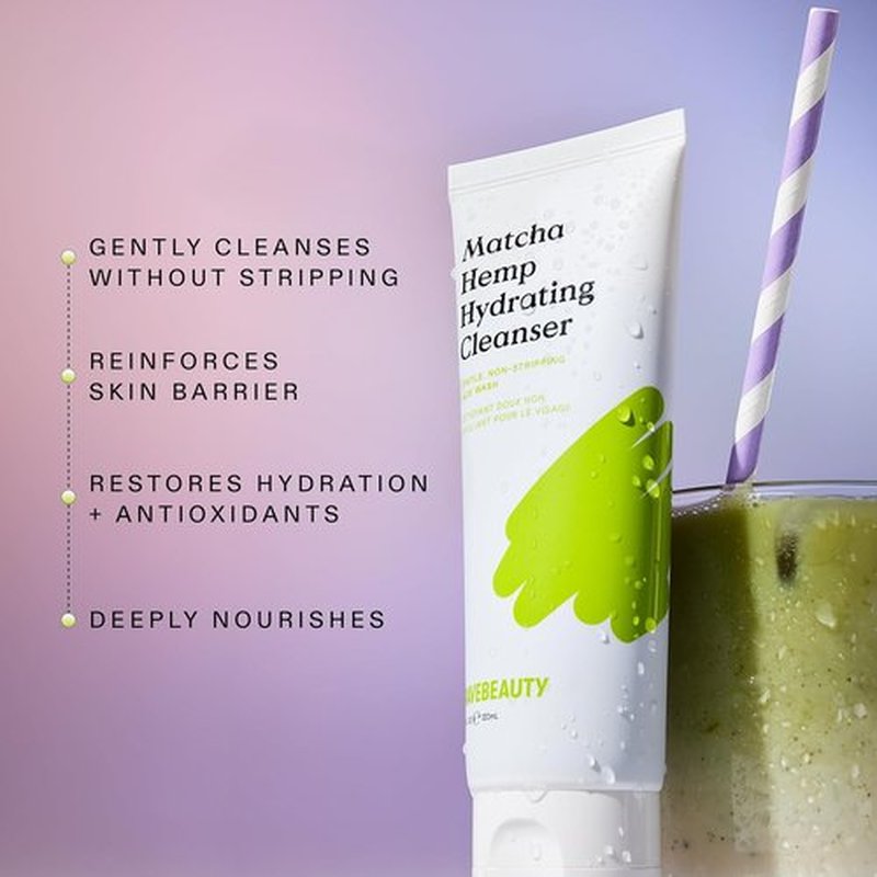 KraveBeauty Hydrating Cleanser - Gentle Matcha & Hemp Formula for Dry/Sensitive Skin | 120ml