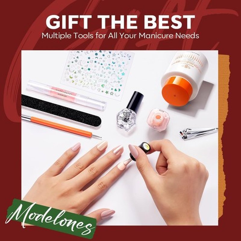 modelones Christmas Nail Polish Set 6 Colors, Red Green Pink Orange Glitter Quick Dry Mini Nail Lacquer Kit DIY Nail Art Manicure Gift for Women Girls ﻿