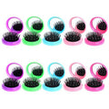 10pcs Folding Hair Brush Mirror Compact Travel Comb Portable Pocket Pop Up Hairbrush with Soft Nylon Bristle Mini Colourful Hair Brush Gift for Women Girls Purse Handbag Christmas
