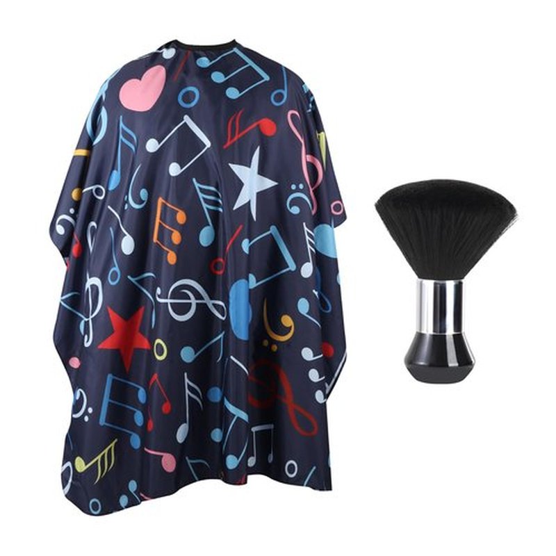 Professional Hair Cutting Cape with Neck Duster Brush, Waterproof Salon Barber Cape with snaps, Barber Accessories for Men, Women and Kids(Music Notation)