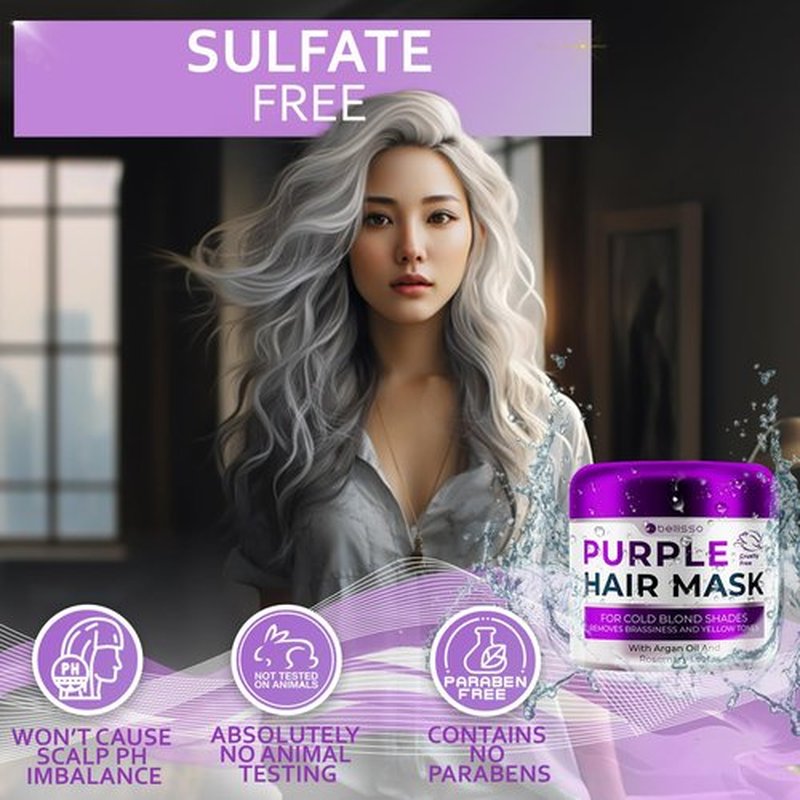 Skiennix Purple Hair Mask - Deep Conditioner & Toner for Brassy Blonde Hair - Hydrating Repair for Damaged Hair