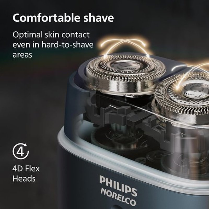 Philips Norelco Shaver 700 Series - Compact Electric Shaver with Lift & Cut System, Dual Steel Blades, Wet & Dry Use, Travel Case