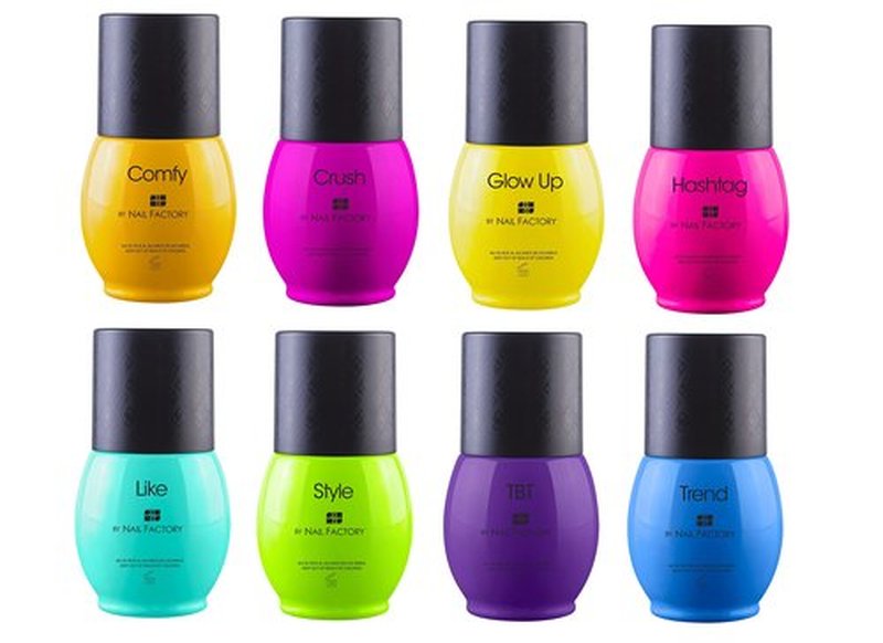 LACCOVER ONE SHOT - NAIL POLISH GEL SET SELFIE COLLECTION, 8 COLORS, 1/2 Fl Oz each one, by NAIL FACTORY