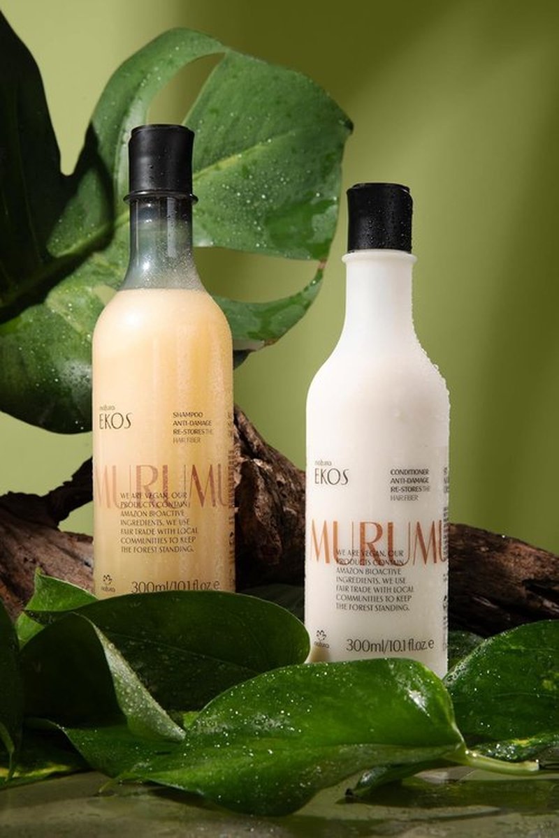 Natura Murumuru Hair Care Bundle - Anti-Damage Shampoo & Restoring Conditioner | 10.1 fl oz - Vegan Repair for Dry, Damaged Hair