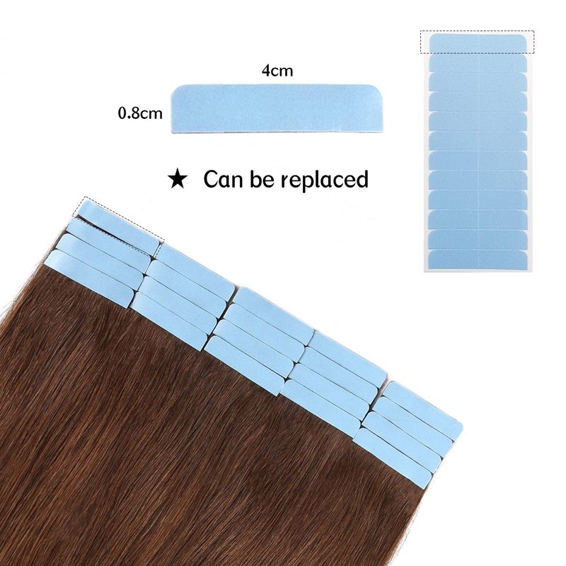 YILITE Hair Extensions Tape 180Pieces Tape Tabs Double Sided Human Hair Tape for Replacement 4 x 0.8 cm Adhesive (180Pieces Blue)