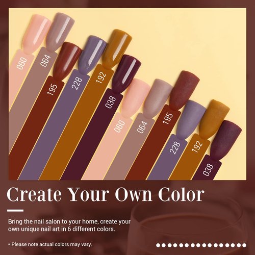 AZUREBEAUTY Brown Nude Nail Polish Set, Fall Winter Quick Dry Natural Nail Lacquer Strengthening Treatment Kit with Top Coat DIY Salon at Home