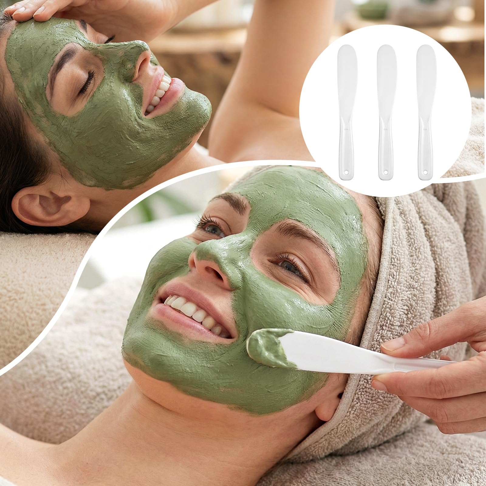 Xelsluthe 10 Pcs Cosmetic Spatula Plastic Face Cream Spatula Mask Lotion Applicator Tool Disposable Spatulas for Face Mask Skin Care