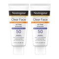Neutrogena Clear Face Sunscreen Lotion for Acne-Prone Skin, Broad Spectrum SPF 50 Facial Sunscreen for Oily Skin, Oil-, Fragrance- & Oxybenzone-Free Water Resistant Sunscreen, Twin Pack, 2 x 3 fl. oz