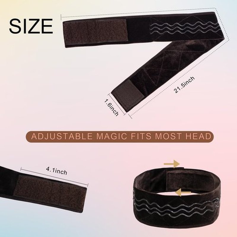 coloryoung Wig Grip Band Flexible Velvet Scarf Adjustable Comfort Band Headband Wig Comfort Non-Slip Adjustable Fasten Wig Bands with Wavy Silicone (Dark Brown)