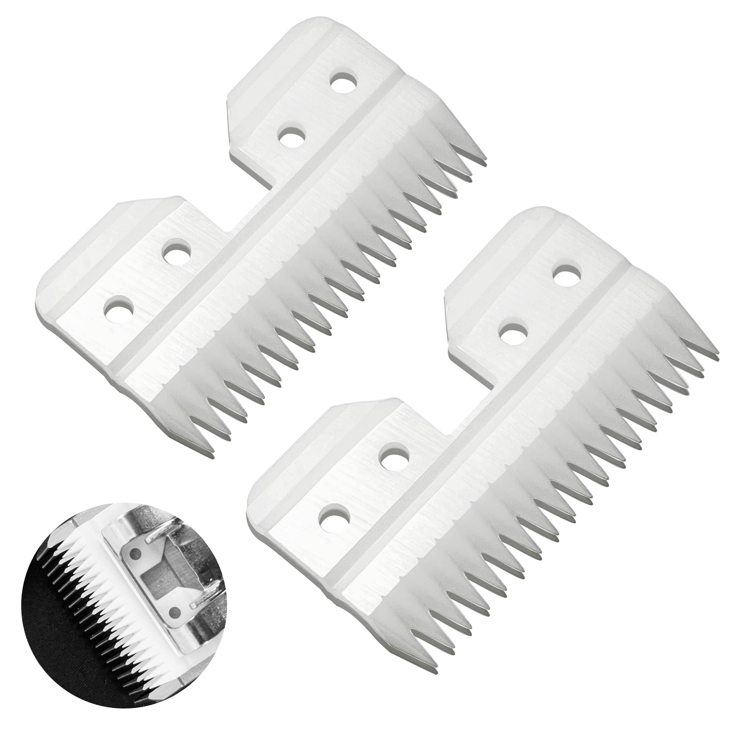 18 Teeth Ceramic Blade Compatible with Oster Fast Feed Clippers Replacement Blades for A5 Grooming Cutter Series, fit for Wahl KM Series, fit for Andis Blade Parts (3FC, 4FC, 5FC, 7FC, #9, #10), White