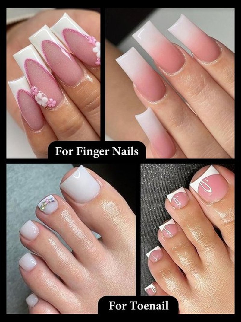 Poly Gel Nail Forms Kit For Toes and Fingers, EBANKU 240PCS Square Toes Dual Forms Nail Extension, Straight Flat Pre-etched, Includes 2.5oz Nail Slip Solution, Dual-Ended Brush, Nail File & 5 Clips