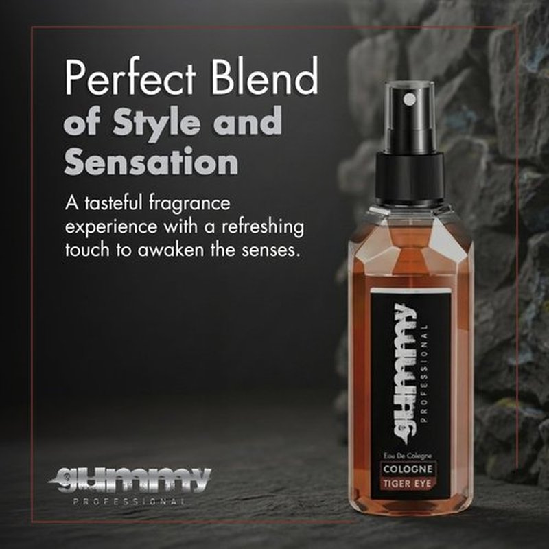 Gummy Professional Tiger Eye Eau de Cologne 400ML - After Shave Traditional Inspired Barber Cologne - Lasting Warm Bold Woody Tiger Eye Fragrance - Alcohol Based Cooling Formula for Post Shave Care
