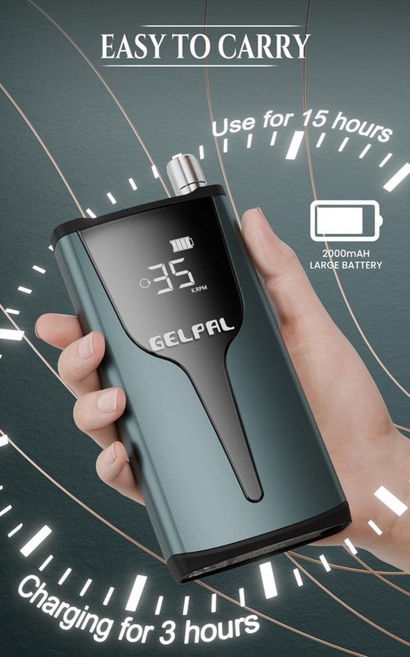 Gelpal Rechargeable Nail Drill - Brushless Motor - Electric Nail Drill for Acrylic Nails Professional,35000RPM Electric Nail File,Cordless for Home Salon, Low Noise, Low Heat, Blue Grey