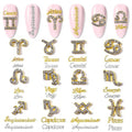 DANNEASY 36pcs Zodiac Nail Charms Nail Letter Charms Nail Rhinestones Gems Alloy Nail Jewels 3D Nail Art Charms Virgo Leo Aries Taurus Gemini Capricorn Nail Decoration Jewelry for Acrylic Nails