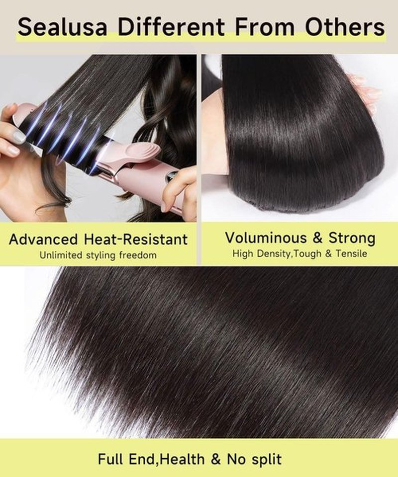 Sealusa 30 Inch 13x6 Lace Front Wigs Human Hair Real 100% Virgin Hair Can Last 6-9 Months Life Straight Human Hair Wig 200% Density Soft Silky Smooth HD Lace Frontal Wig Tangle-Free Natural Black
