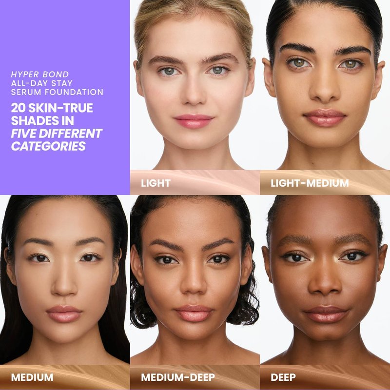 Wonderskin Hyper Bond Serum Foundation - Waterproof, Transfer-Proof 24HR Longwear Makeup with Niacinamide & Hyaluronic Acid | Lightweight Natural Finish (Afterglow)