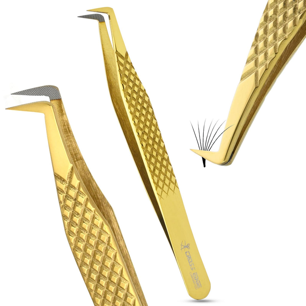 My Lash Tools Fiber Tip Lash Tweezers for Eyelash Extension Curved 90 Degree Angle Boot Tweezer Best for Volume, Individual Isolation & Classic Lashes Stainless Steel Lash Supply (CEC-F08/04)