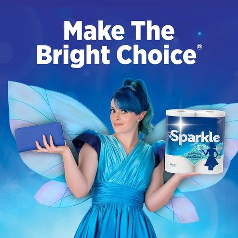 Sparkle Pick-A-Size Paper Towels - Spirited Print Design, 6 Double Rolls (660 Sheets) | Strong 2-Ply for Kitchen Cleanup
