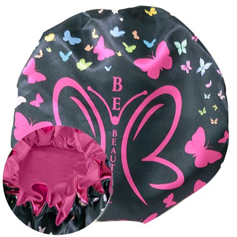 BE BEAUTIFUL EXTENSIONS Discover Premium Ruffle Silk Satin Sleeping Bonnets Hair, Moisture Retention, and All-Night Comfort. Keep Your Hair Healthy and frizz-Free Black Pink
