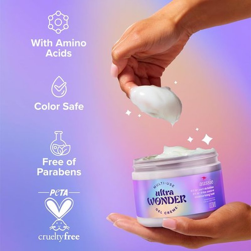 Aussie Ultra Wonder Gel Crème - All-in-One Moisturizing Hold Styler for All Hair Types, 10.1oz