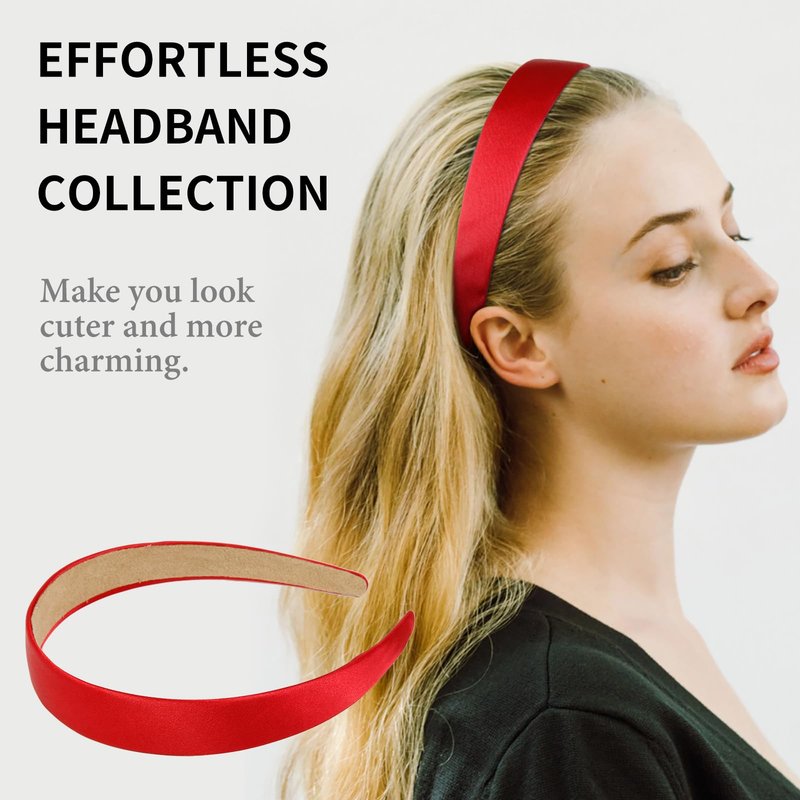 WOVOWOVO Red Headbands for Women Girls Satin Headband