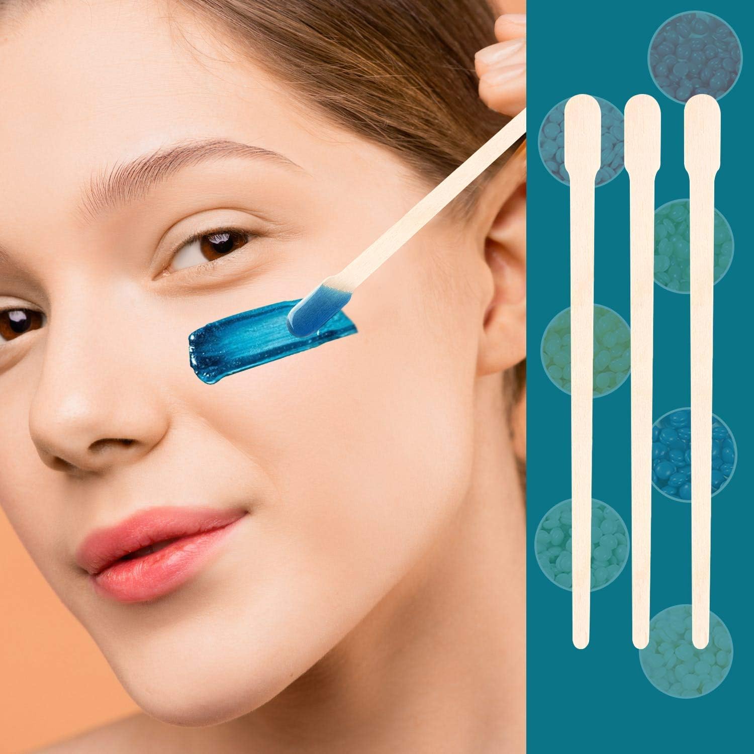 PEAKTREND 200Pcs Wooden Wax Sticks Wood Waxing Spatulas Craft Applicators Hair Removal for Body Legs Facial Eyebrow Lip Nose Brow Facial Smooth, Skin-Spa Home Usage