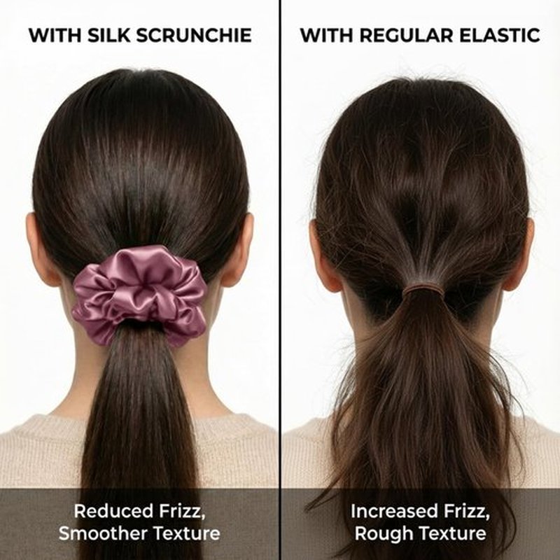 Silmer 22 Momme Silk Pillow Scrunchie Air, Oversized Lightweight Mulberry Silk Hair Tie with High Elasticity, Soft Padded No Crease Ponytail & Sleep Holder (Dusty Rose, 1Pc)
