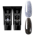 ROSALIND Glitter Black&Silver Extension Gel, 2 PCS 1oz/30ml Glitter Black Silver Poly Nail Gel kit Builder Diamond Gel for Nail Art, Nail Thickening Poly Nail Gel Tube Need UV Lamp