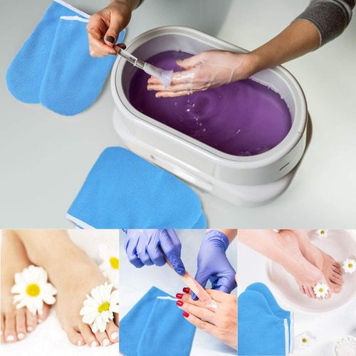 204 Piece Paraffin Wax Bath Set Paraffin Wax Mitts with Bath Liners Gloves and Booties, Plastic Bags Hand Mitts Terry Cloth Booties Foot Mitt