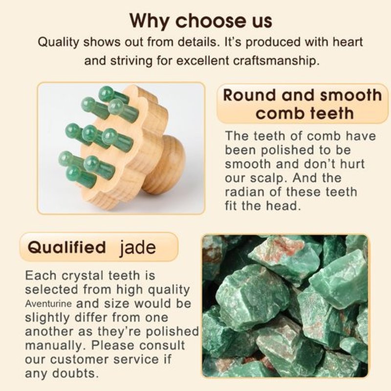 ideayard Scalp Massager, Head Scalp Massage Comb, Jade-Wooden Comb for Head Stress Relax, Massage Tool for Relieve Headaches